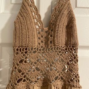 Crochet halter top maxi dress